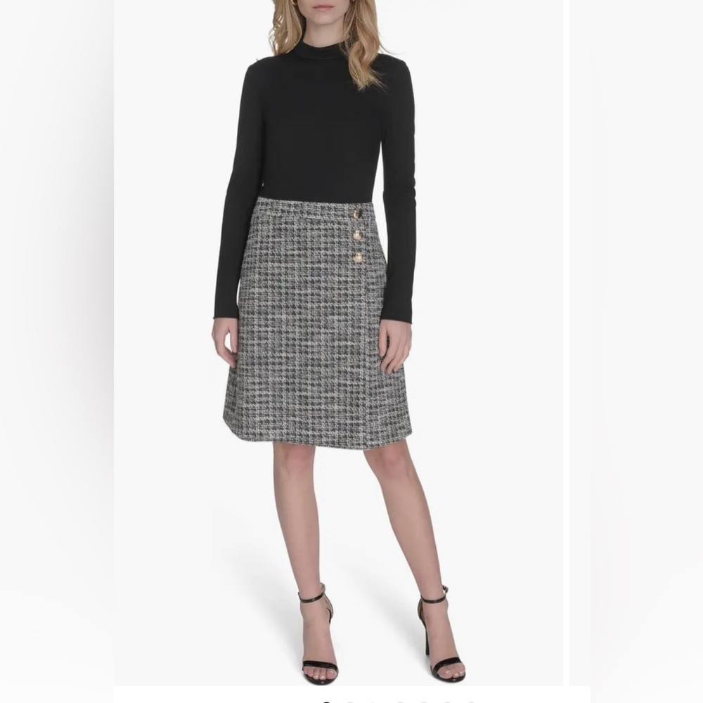 Eliza J Black and White A-Line Skirt